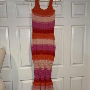 STUNNING Sweater Knit ENTRO Boutique Dress Mermaid Bodycon Ruffle Resort…